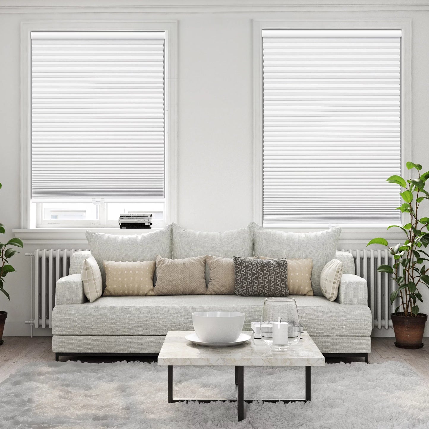 (2 Pack) Cordless Polyester Blackout Cellular Shade, White, 30" X 72"