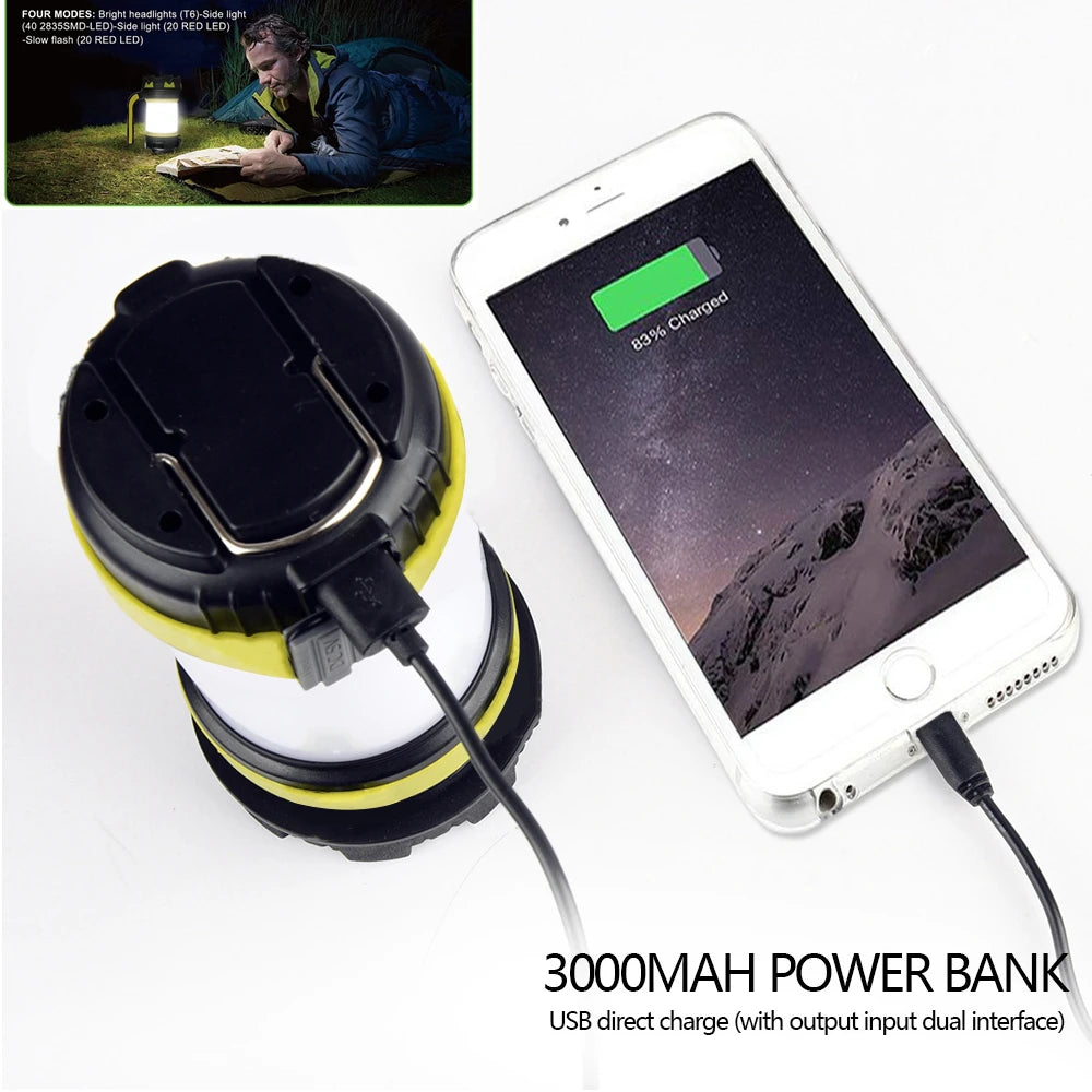 Camp Lamp LED Camping Light USB Rechargeable Flashlight Spotlight Work Light Waterproof Searchlight Emergency Lantern