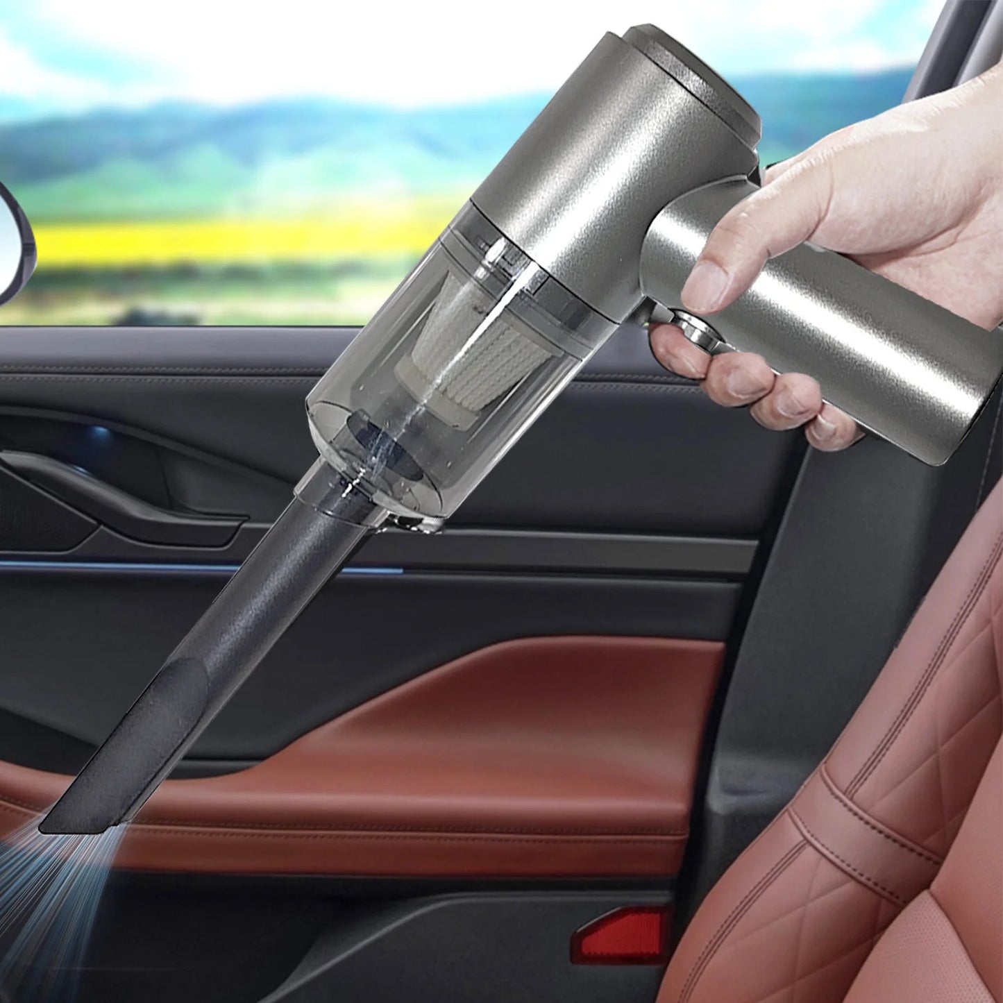 Handheld Car Vacuum, Mini Cordless Powerful Suction Vaccum Cleaner Rechargeable USB Cleaner Portable Dusts Buster with Led,12.6X5.51In