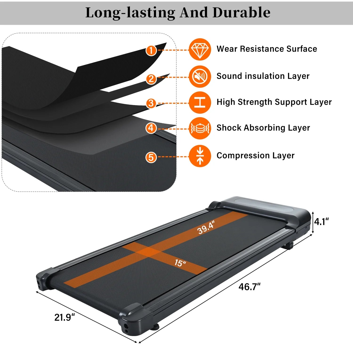 Under Desk Treadmill, 2.5HP Walking Pad Treadmill with Remote Control Installation-Free Slim Flat Compact Treadmill Ultra-Quiet for Home/Office Use