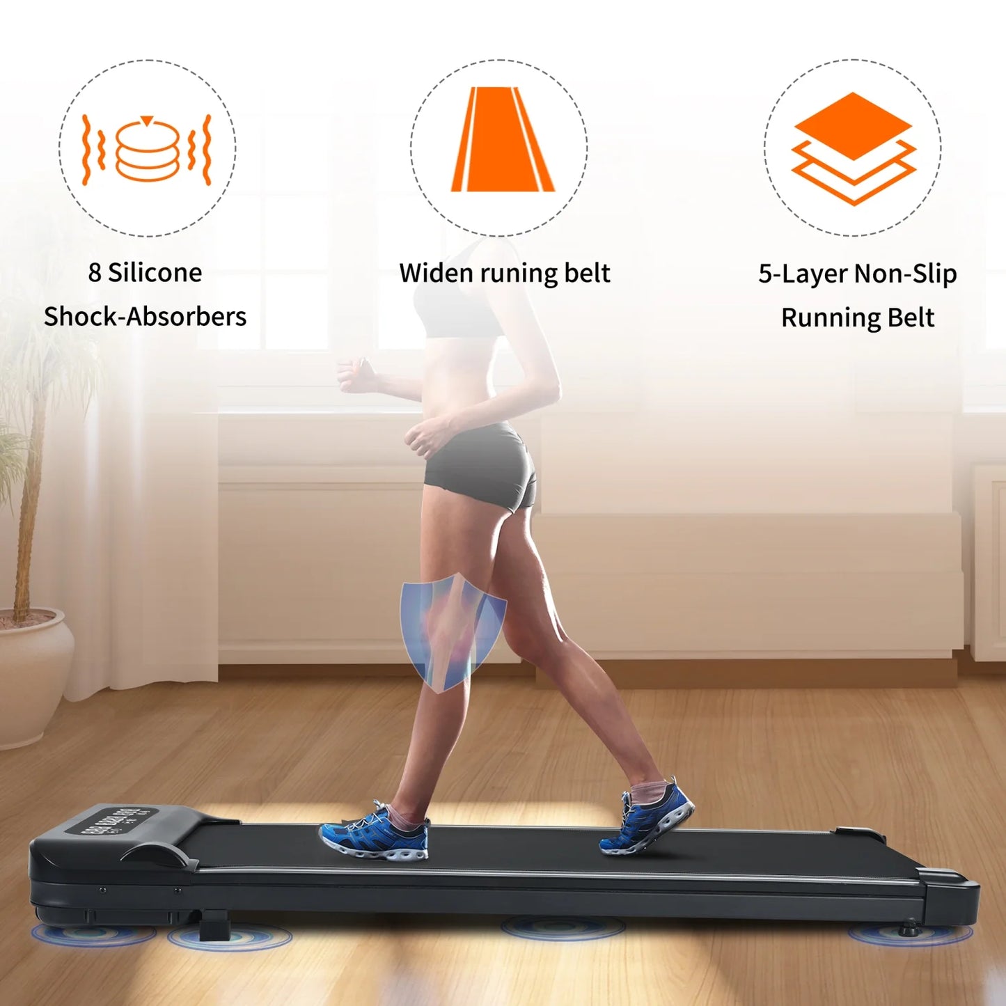 Under Desk Treadmill, 2.5HP Walking Pad Treadmill with Remote Control Installation-Free Slim Flat Compact Treadmill Ultra-Quiet for Home/Office Use