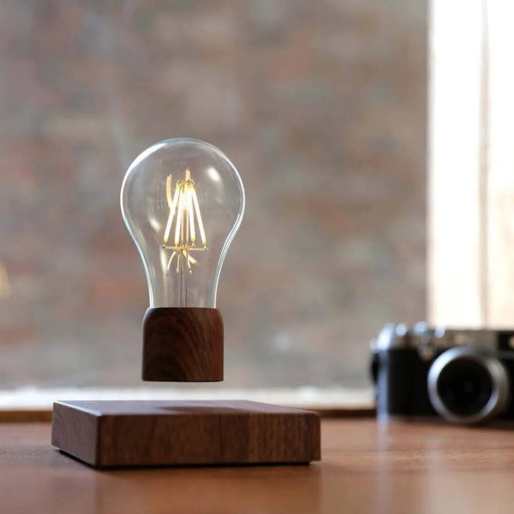 Levitating Table Lamp with Wireless Floating Light Bulb, Magnetic Levitation LED Night Light ,360 Degree Automatic Rotating , Cool Room Home Office Desk Decor