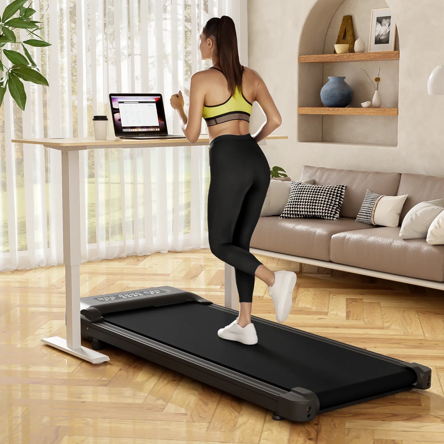 Under Desk Treadmill, 2.5HP Walking Pad Treadmill with Remote Control Installation-Free Slim Flat Compact Treadmill Ultra-Quiet for Home/Office Use