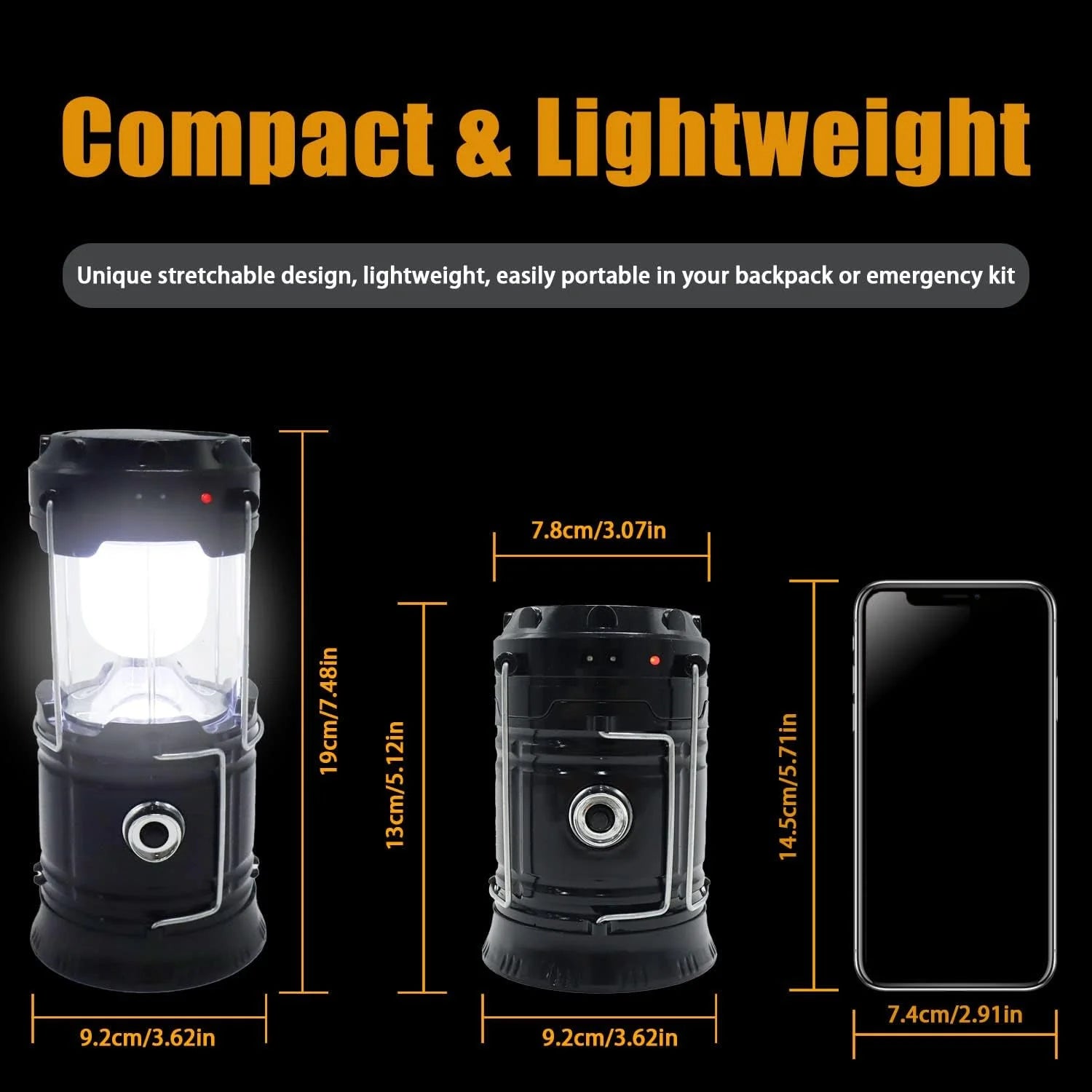 4 Pack LED Camping Lantern, Solar and Rechargeable Lantern Flashlight Collapsible and Portable Light for Camp/Hiking/Emergency/Hurricanes/Storm