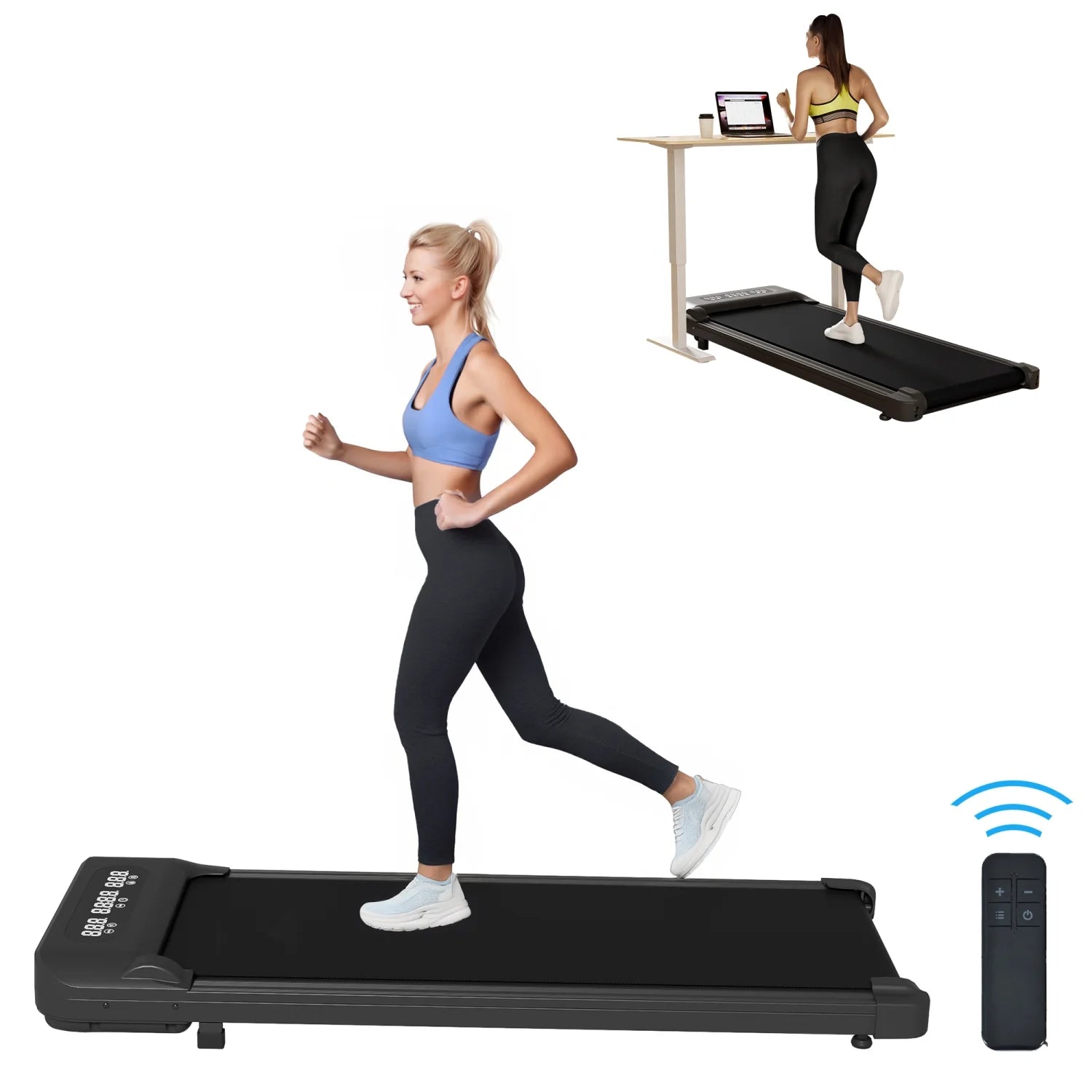 Under Desk Treadmill, 2.5HP Walking Pad Treadmill with Remote Control Installation-Free Slim Flat Compact Treadmill Ultra-Quiet for Home/Office Use