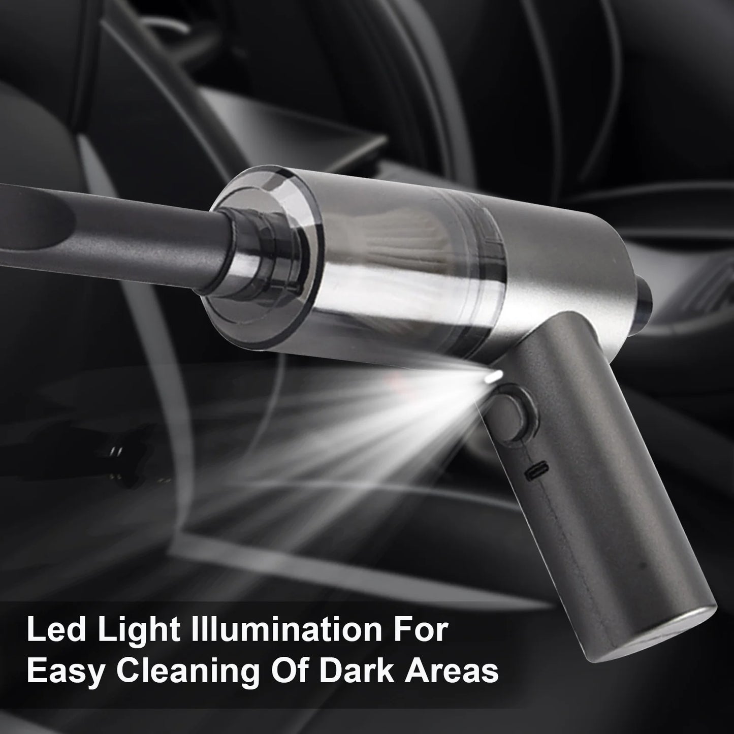 Handheld Car Vacuum, Mini Cordless Powerful Suction Vaccum Cleaner Rechargeable USB Cleaner Portable Dusts Buster with Led,12.6X5.51In