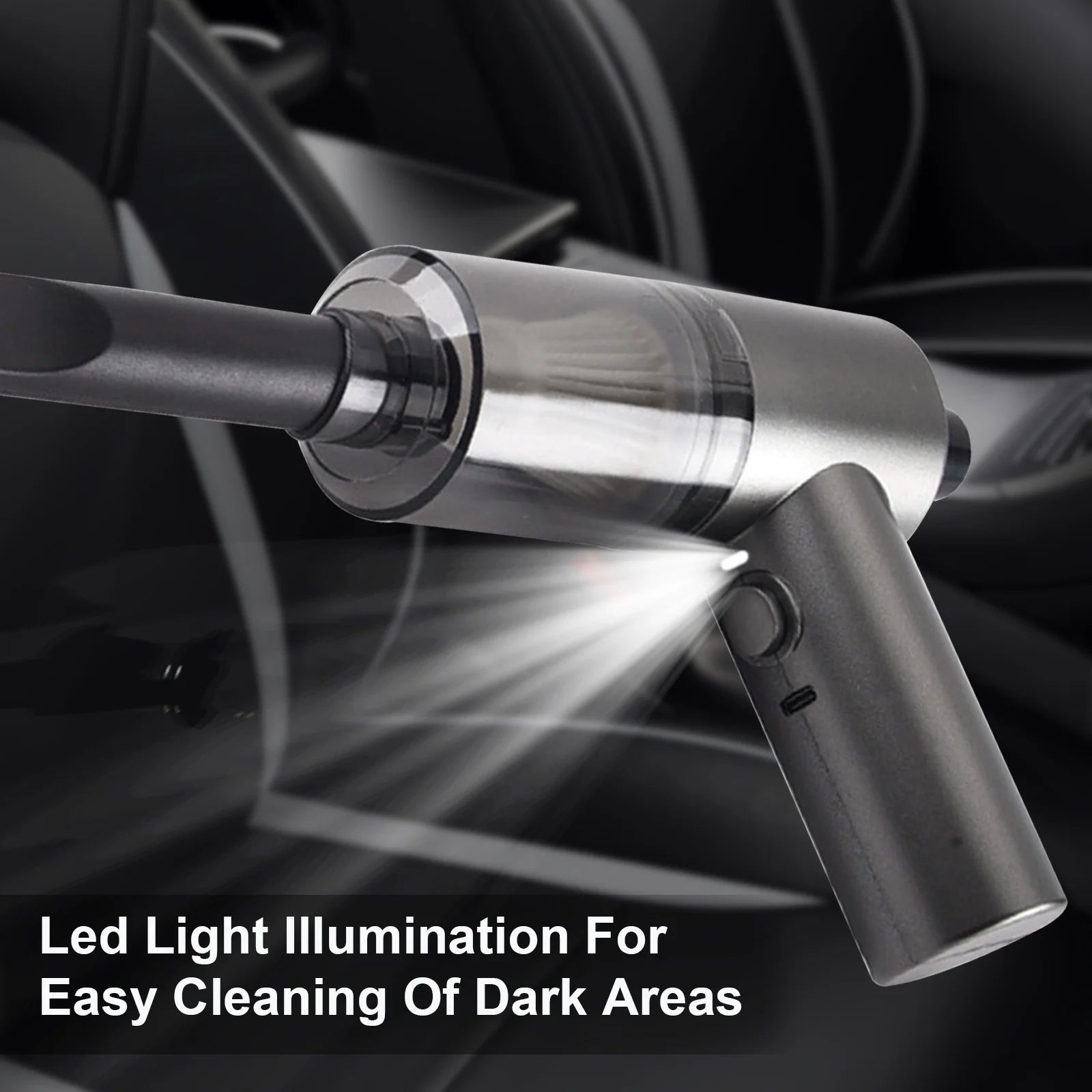 Handheld Car Vacuum, Mini Cordless Powerful Suction Vaccum Cleaner Rechargeable USB Cleaner Portable Dusts Buster with Led,12.6X5.51In