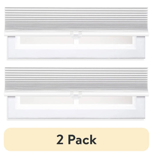 (2 Pack)  Cordless Polyester Blackout Cellular Shade, White, 30" X 72"