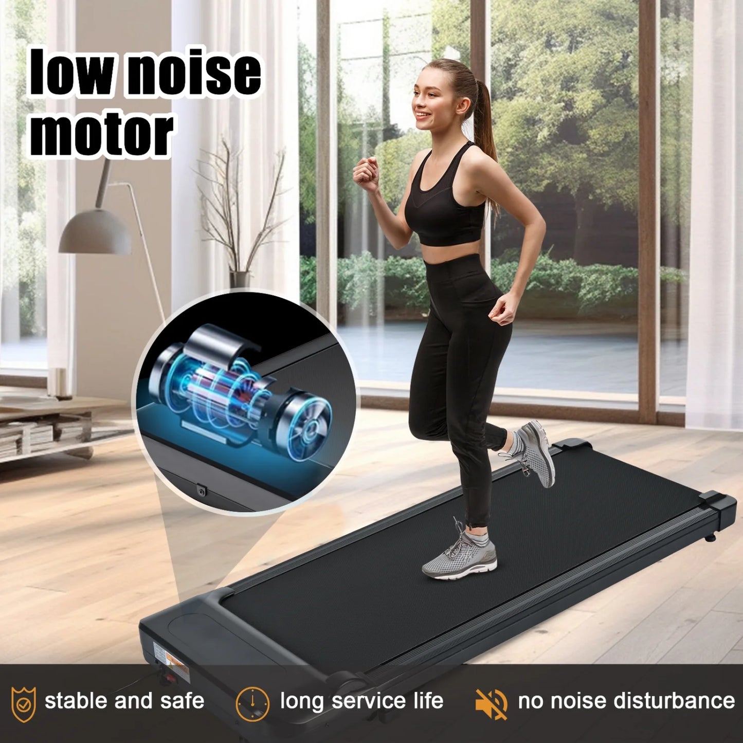 Under Desk Treadmill, 2.5HP Walking Pad Treadmill with Remote Control Installation-Free Slim Flat Compact Treadmill Ultra-Quiet for Home/Office Use