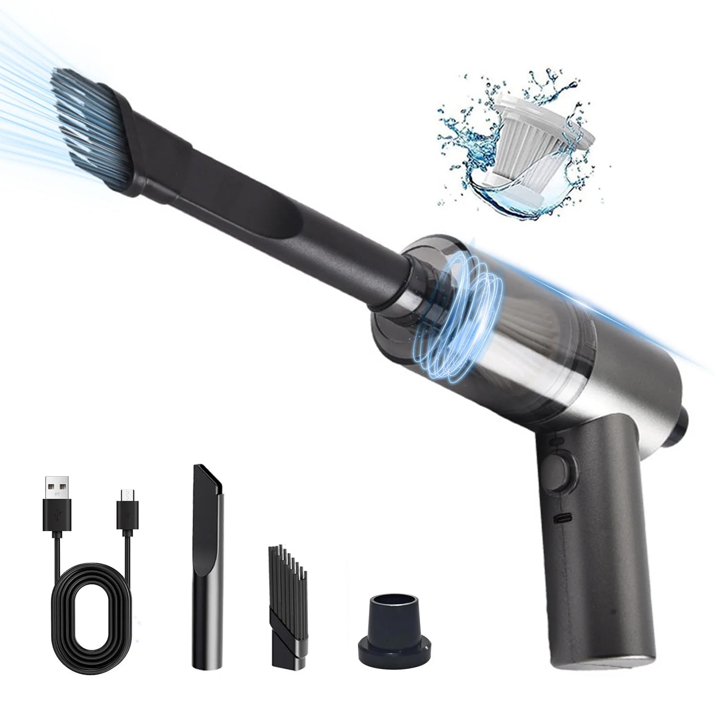 Handheld Car Vacuum, Mini Cordless Powerful Suction Vaccum Cleaner Rechargeable USB Cleaner Portable Dusts Buster with Led,12.6X5.51In