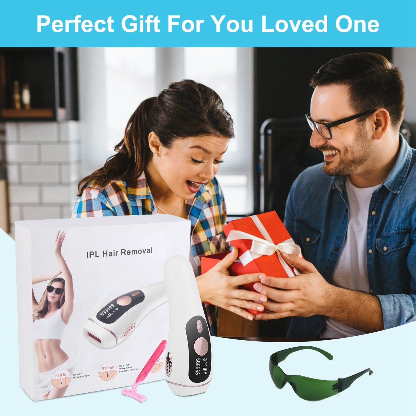 1Pc Laser Hair Removal For Woman Man Ice Cooling Permanent IPL Hair Remover With Painless 999999 Flashes Home Use Lasting Hair Reduction For Armpits Legs Arms Bikini Line