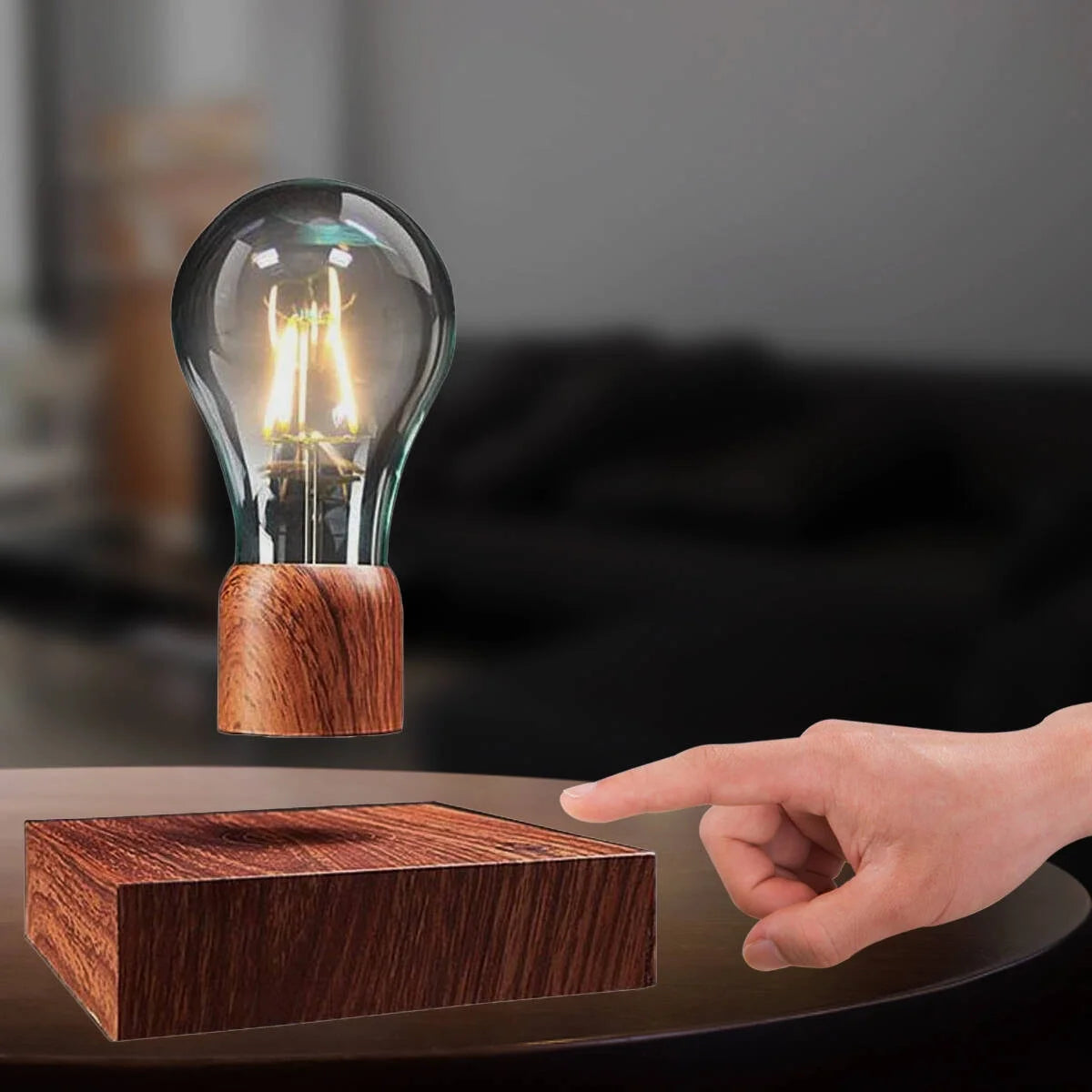 Levitating Table Lamp with Wireless Floating Light Bulb, Magnetic Levitation LED Night Light ,360 Degree Automatic Rotating , Cool Room Home Office Desk Decor
